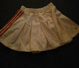Adidas Cream Skater Skirt with Bold Accent Strips
